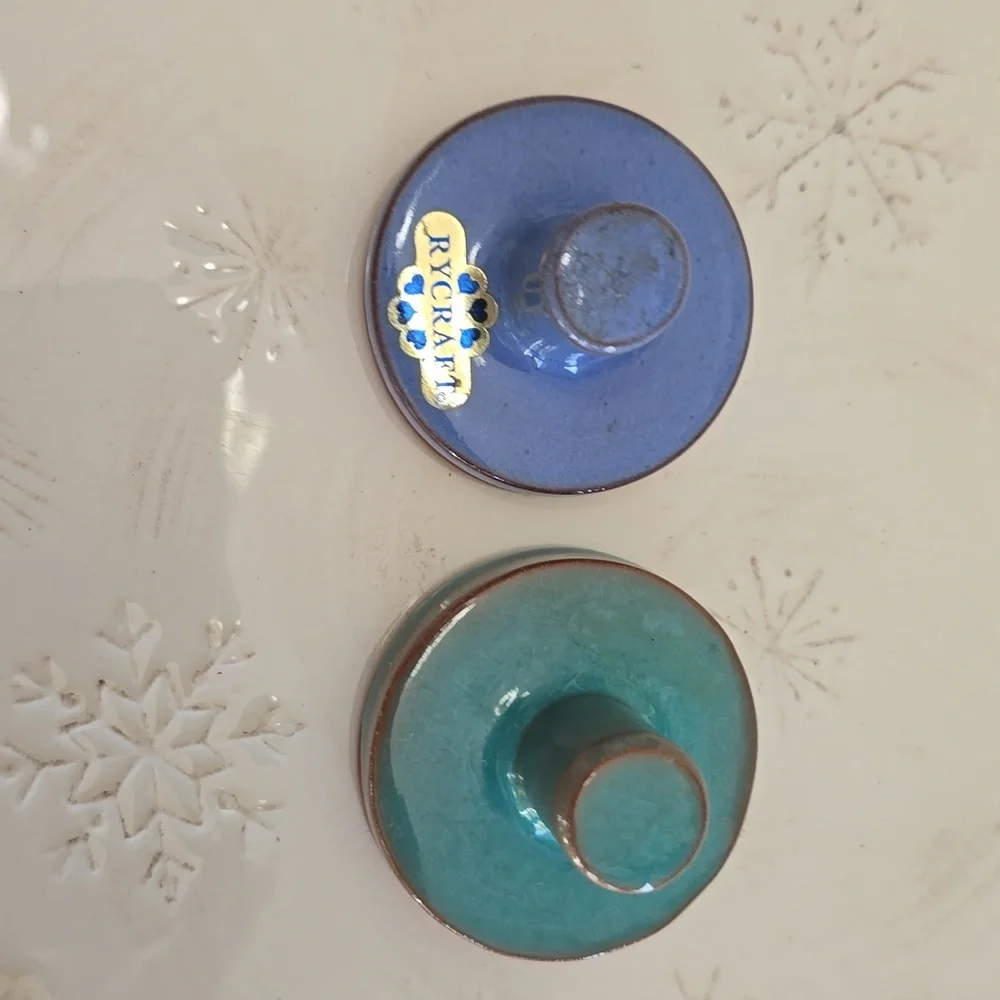 Set of 2 Rycraft Cookie Stamps with Handle  Terrra Cotta Nightingale Holly  Blue